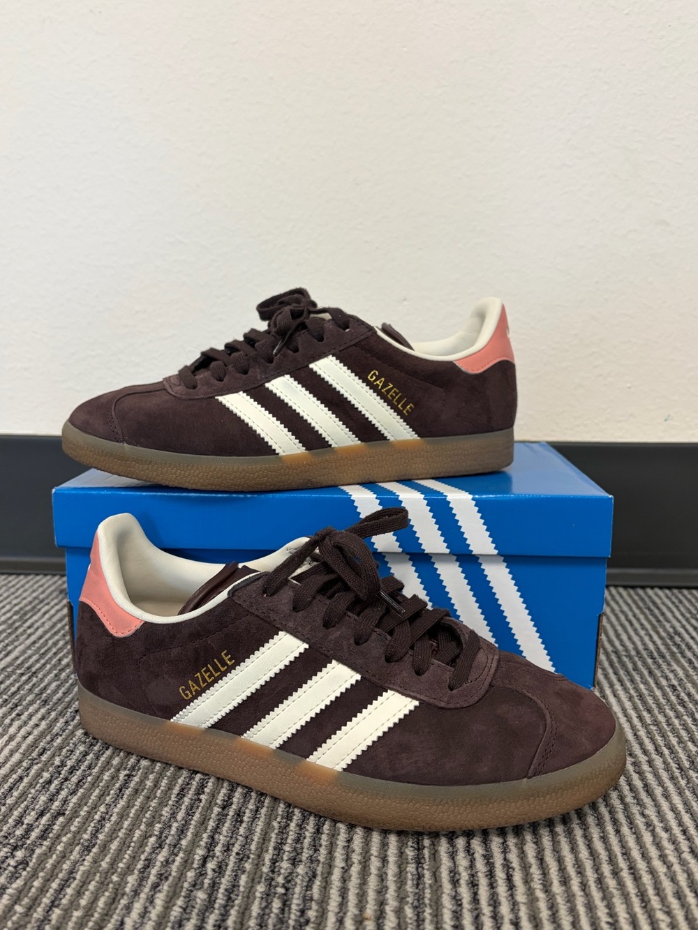 adidas Gazelle Sneakers (Brown, White, Pink)